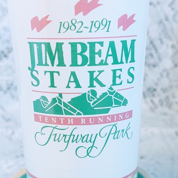 COLLECTIBLE TENTH RUNNING JIM BEAM STAKES TURFWAY PARK 1991 COLLECTIBLE GLASS - Picture 7 of 8